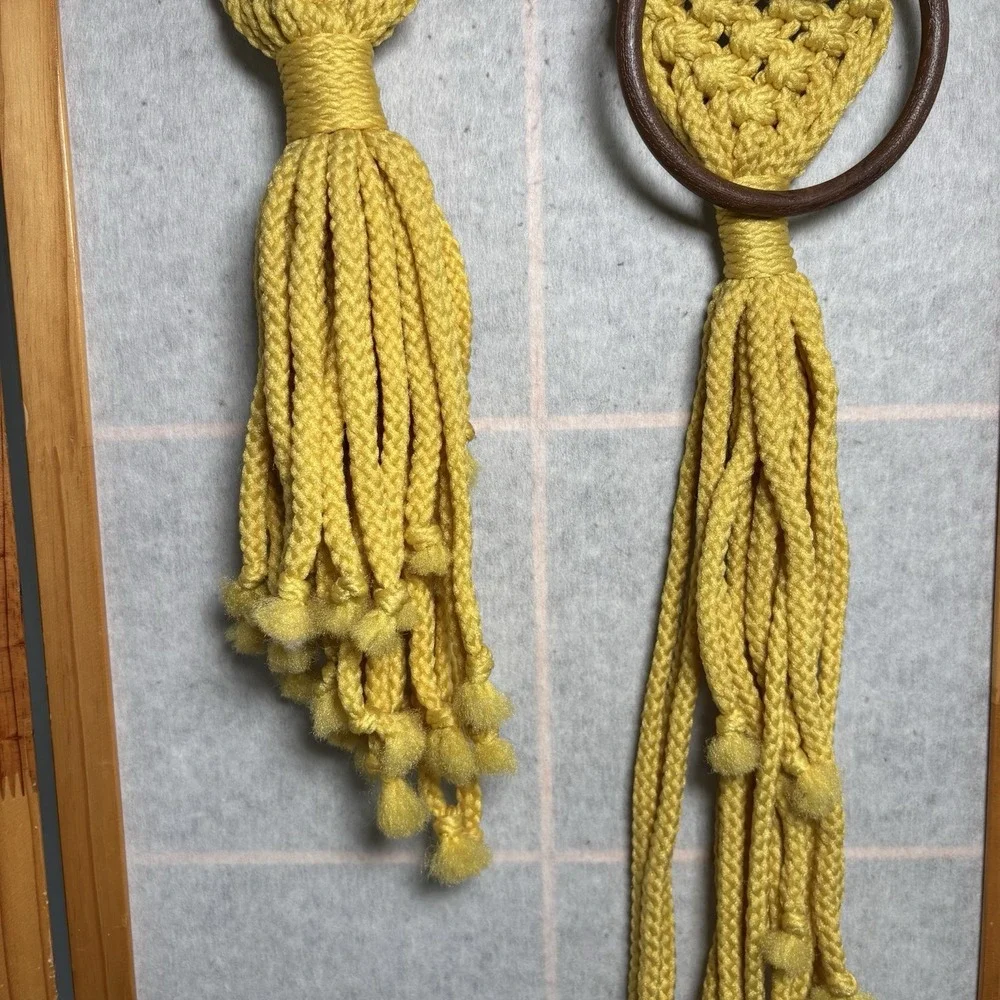 Vintage Macrame With Dried Flowers Towel Hanger Wall Decor Set Cottagecore‎